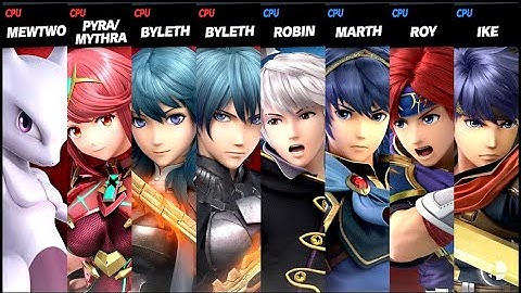 Mewtwo and Pyra Mythra and Byleth and Byleth VS Robin and Marth and Roy and Ike Smash Bros Ultimate