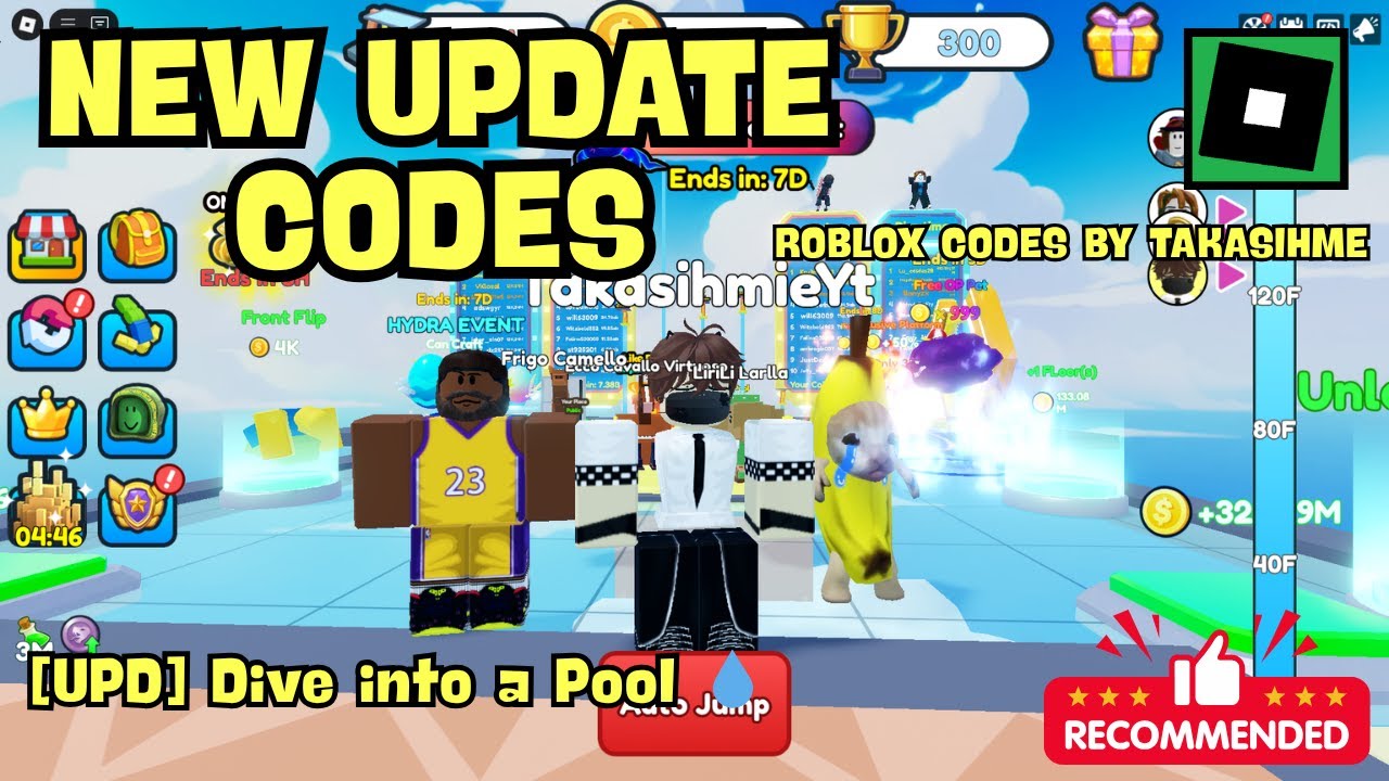Diving Code Pool NEW UPDATE CODES Dive into a Pool ROBLOX #roblox - YouTube