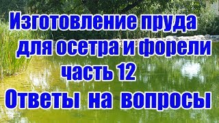 Изготовление пруда для осетра и форели (часть12) Ответы на вопросы