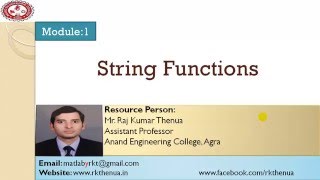 Lecture-38: String Functions (Hindi/Urdu)