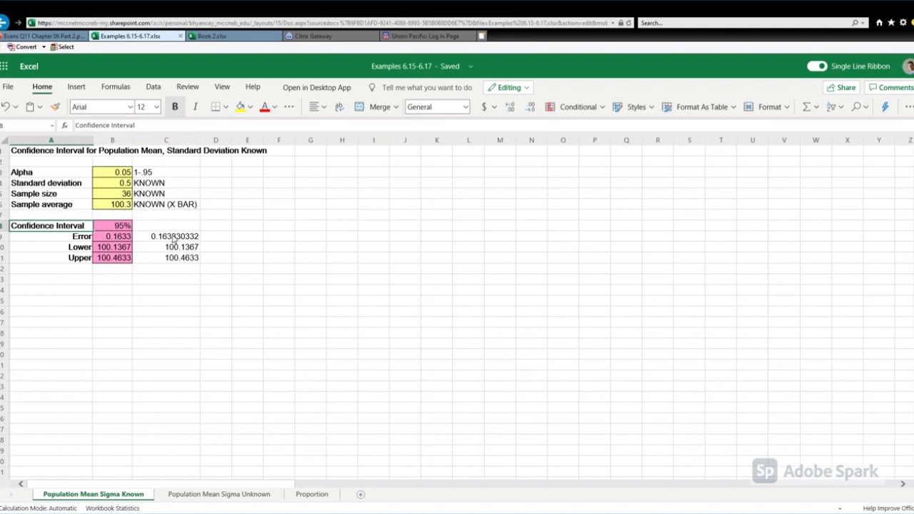 Using Excel to Complete Basic Confidence Interval Problems - YouTube