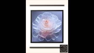 Translucent Pink Rose with Grey Background Framed Canvas Art, Elegant Floral Rose Canvas Print, B...
