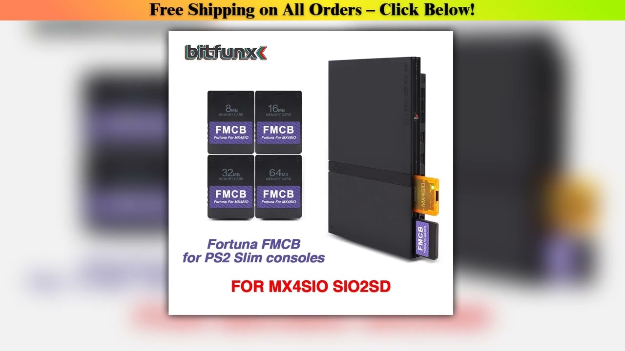 Bitfunx Fortuna Free McBoot OPL Memory Card for PS2 MX4SIO SIO2SD SD Adapter for PS2 Slim Game Cons