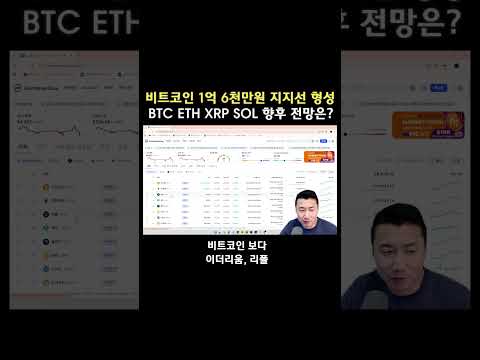 비트코인 1억 6천만원 지지선 형성. BTC ETH XRP SOL 향후 전망은?  #비트코인