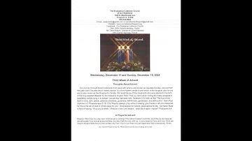 Worship service for 12-15-2024. Advent week 3, an Our Redeemer Lutheran broadcast, LCMS affiliated.