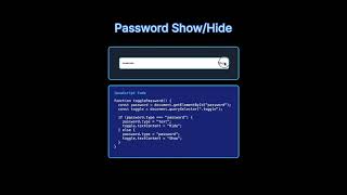 Password hide and show using HTML, CSS, and JavaScript