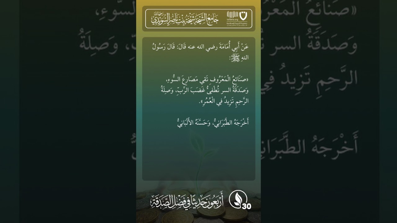أربعون حديثًا في فضل الصدقة | الحديث رقم (30)
