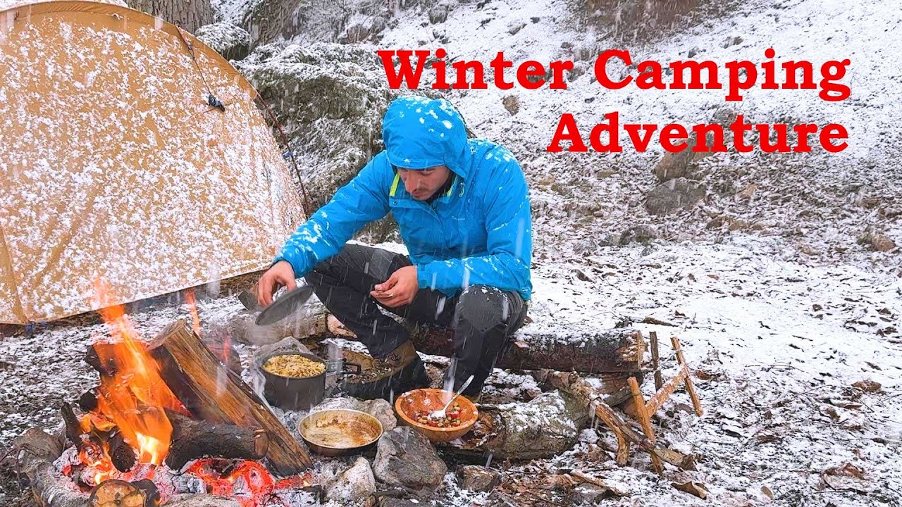 Winter Camping Adventure: Snowfall, Fire-Making, and Persian Cooking in the Wilderness