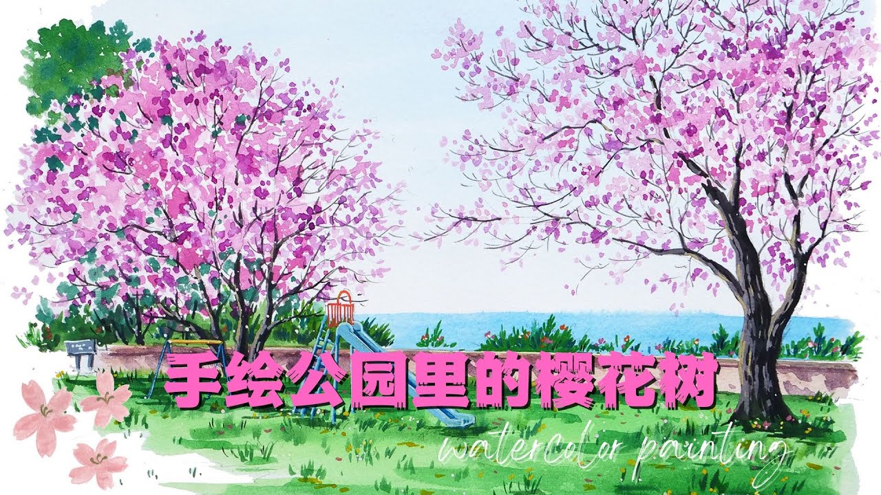 手描き 水彩油画 YouTube - 수채화풍경260522 Landscape 水彩风景画Watercolor 未表装 約70×100cm 風景画 絵画