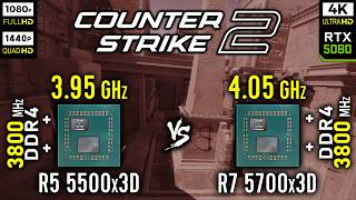 Ryzen 5 5500x3D vs Ryzen 7 5700x3D in Counter-Strike 2 | CS2 | RTX 5080 [ 1080p vs 1440p vs 4K ]