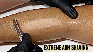 SHAVING HISPANIC GIRLS ARMS *EXTREME* Straight Razor Tutorial HD