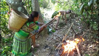 Survival In The Forest - Smart Ethnic Girl Uses Fire To Dispel The Danger Of The Aboriginal People