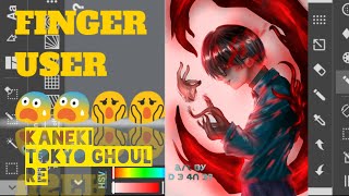 cara  gambar digital di medibang paint android digital painting anime tutoriaKANEKI KEN tokyo ghoul screenshot 2
