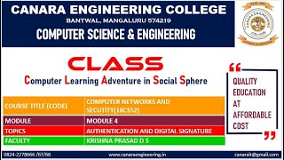 VTU COMPUTER NETWORKS AND SECURITY(18CS52)[Authentication, Digital Signature](M4/L4)
