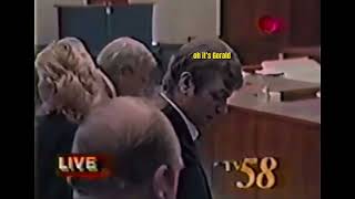 Jeffrey Dahmer awaits recess with Lady attorney Wendy Patrickus (1992)