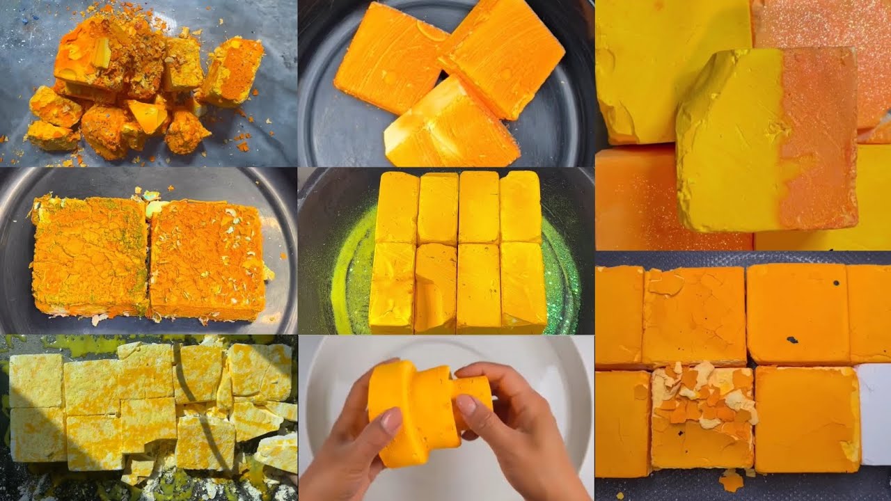 💛 Color Compilation | 45 + Yellow Soft Chalkies |  Dyed BSN | #asmr #oddlysatisfying #asmrcommunity