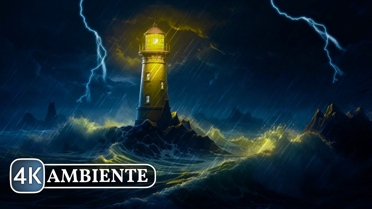 Eine Nacht im Leuchtturm bei Sturm, Gewitter & Regen (8 Stunden)