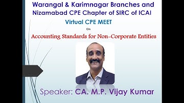 VCM on Accounting Standards for Non-Corporate Entities