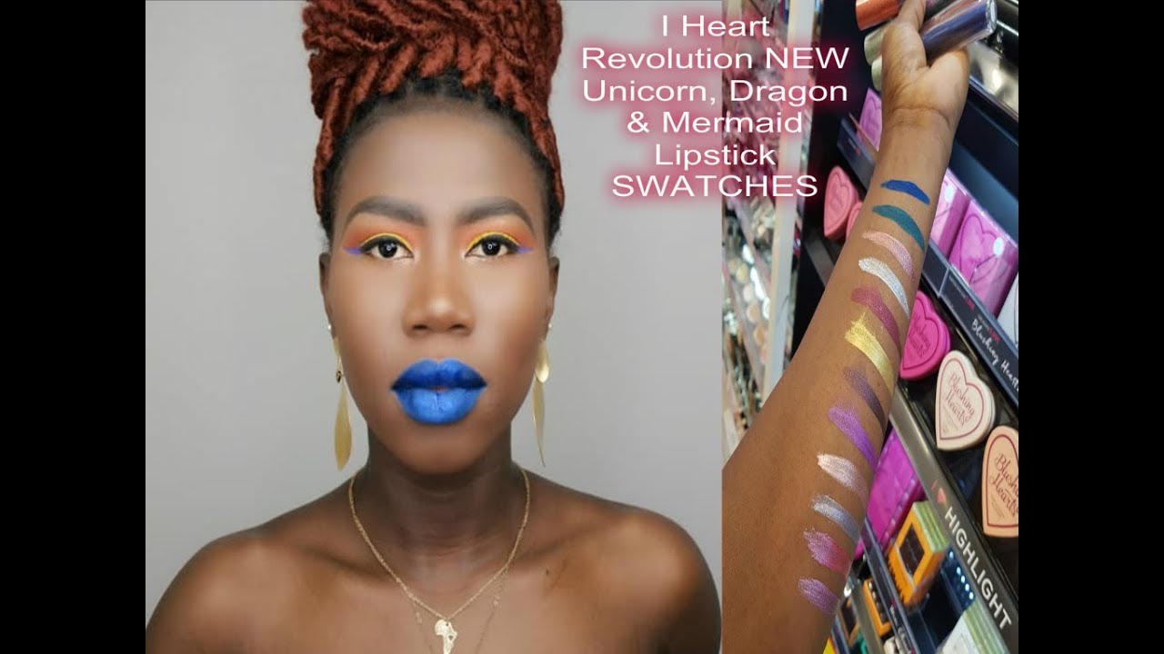 I Heart Revolution NEW Unicorn, Dragon & Mermaid Lipstick SWATCHES