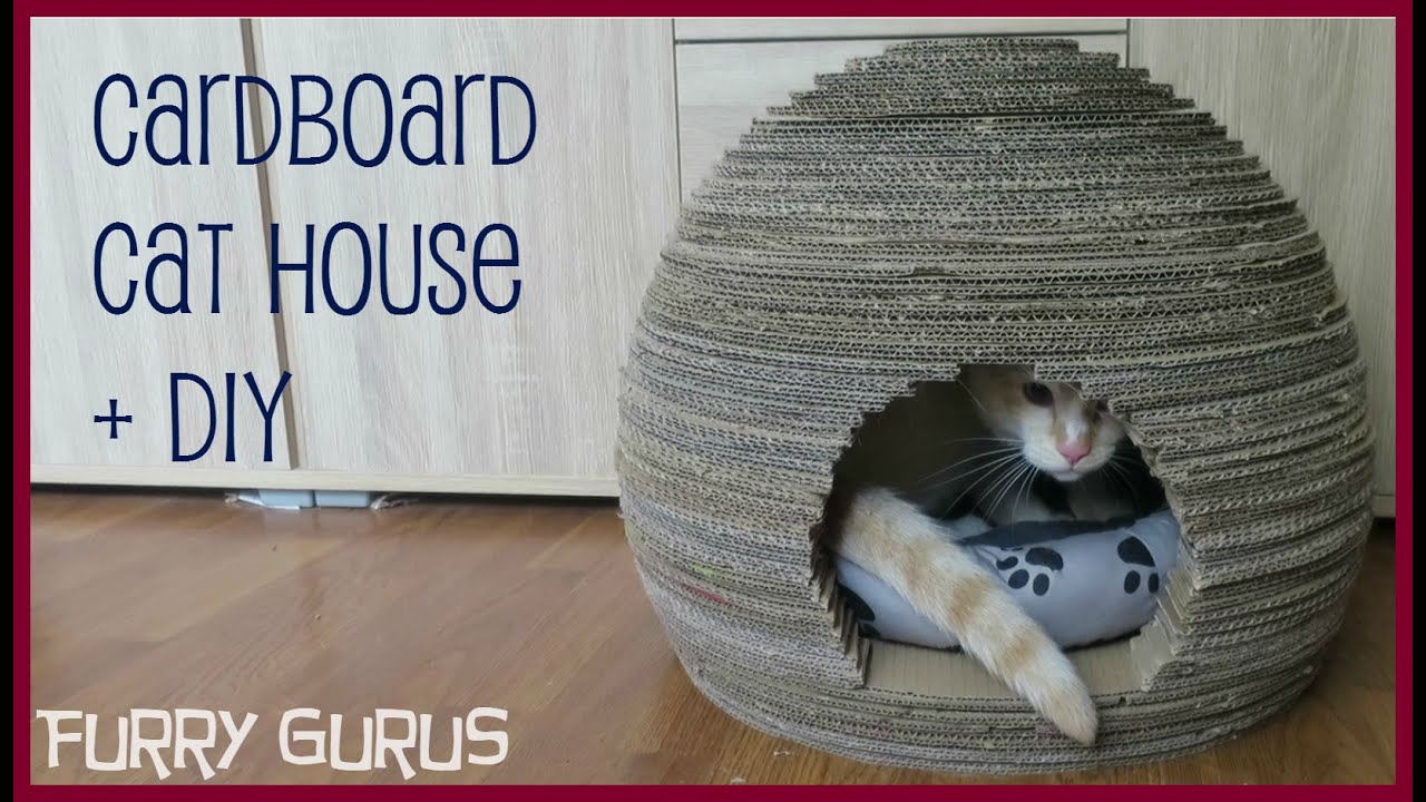 Circular Cardboard Cat House (+ written DIY) - YouTube