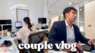 COUPLE VLOG 👫🏻 a work day in a life (📹freelancer vs 👔corporate)