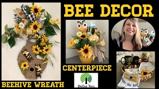 Dollar Tree DIYs | Bee Decor | Beehive Wreath | Bee Centerpiece | Sunflower Decor