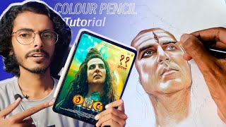 Drawing Akshay Kumar as SHIVA with Colour Pencil // EP-02 // Omg2 poster drawing