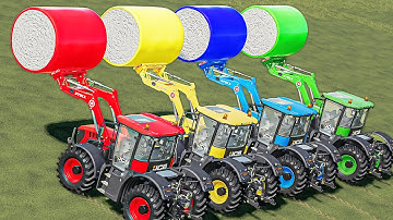 LOADER OF COLORS! JCB FASTRAC LOADER TRACTORS vs MEGA COTTON BALES! TRANSPORT TO HIGH GARAGE! FS22