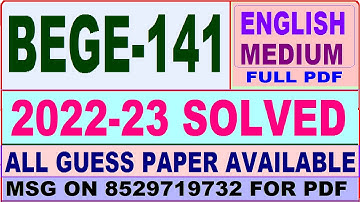 bege 141 solved assignment 2022-23 / bege 141 solved assignment in English / ignou bag solved