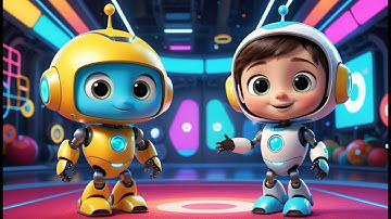 Five Little Robots Buzzing Around | Fun Robot Counting Song for Kids | Nursery Rhyme