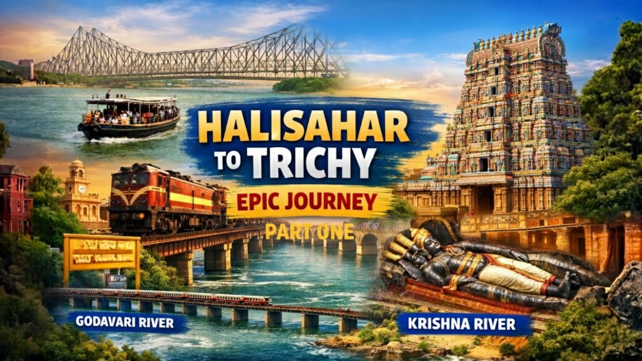 হালিশহর থেকে শ্রীরঙ্গম | Halisahar to Srirangam Journey 🚆🚢✈️ | Crossing Ganga–Godavari–Krishna