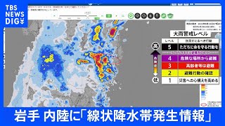 【速報】岩手県内陸部に「線状降水帯発生情報」発表　大雨による水害や土砂災害などの危険度が急激に高まっているおそれ｜TBS NEWS DIG