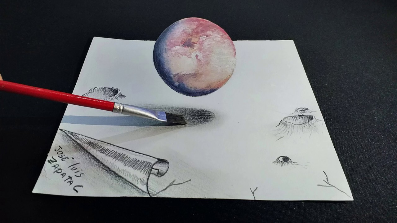 Planeta Pluton (Dibujo 3D, ilusión óptica)|Drawing Pluton in 3D|HD - thptnganamst.edu.vn