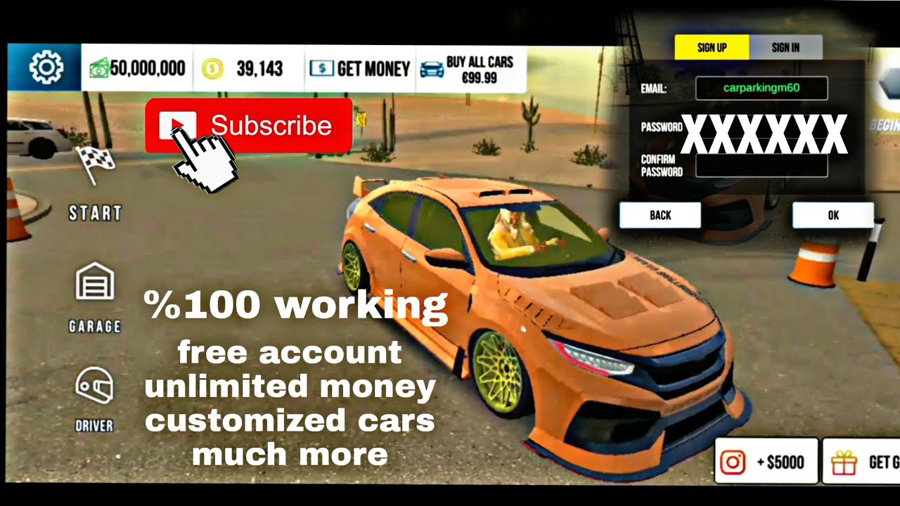 50+ Car Parking Multiplayer Free Accounts and Passwords