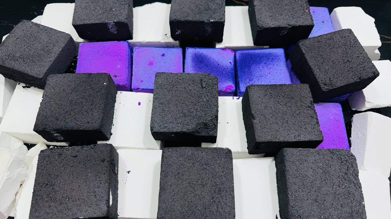 HB🎉 | Fresh Gym Chalk | Black & Pink Dyed Chalk ASMR Crush | Oddly Satisfying ASMR