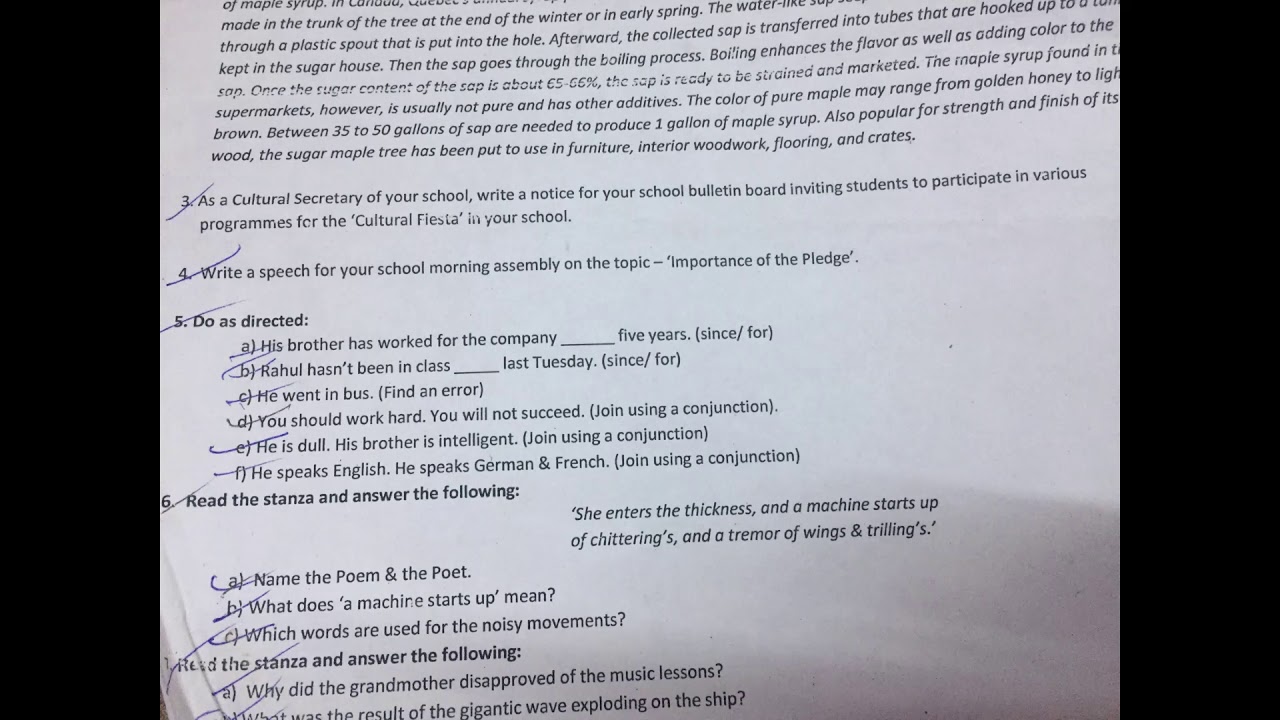 class 11 English annual examination  2019 class 11 question paper