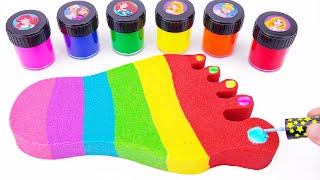 Satisfying Video l How to make Rainbow Toenail Cake WITH Kinetic Sand INTO Painting Cutting ASMR 2