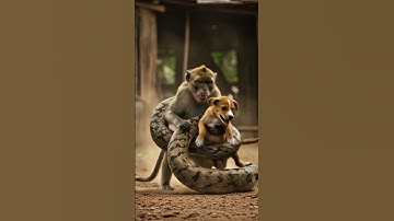 Giant Python Attacks Puppy Until Monkey Fights Back