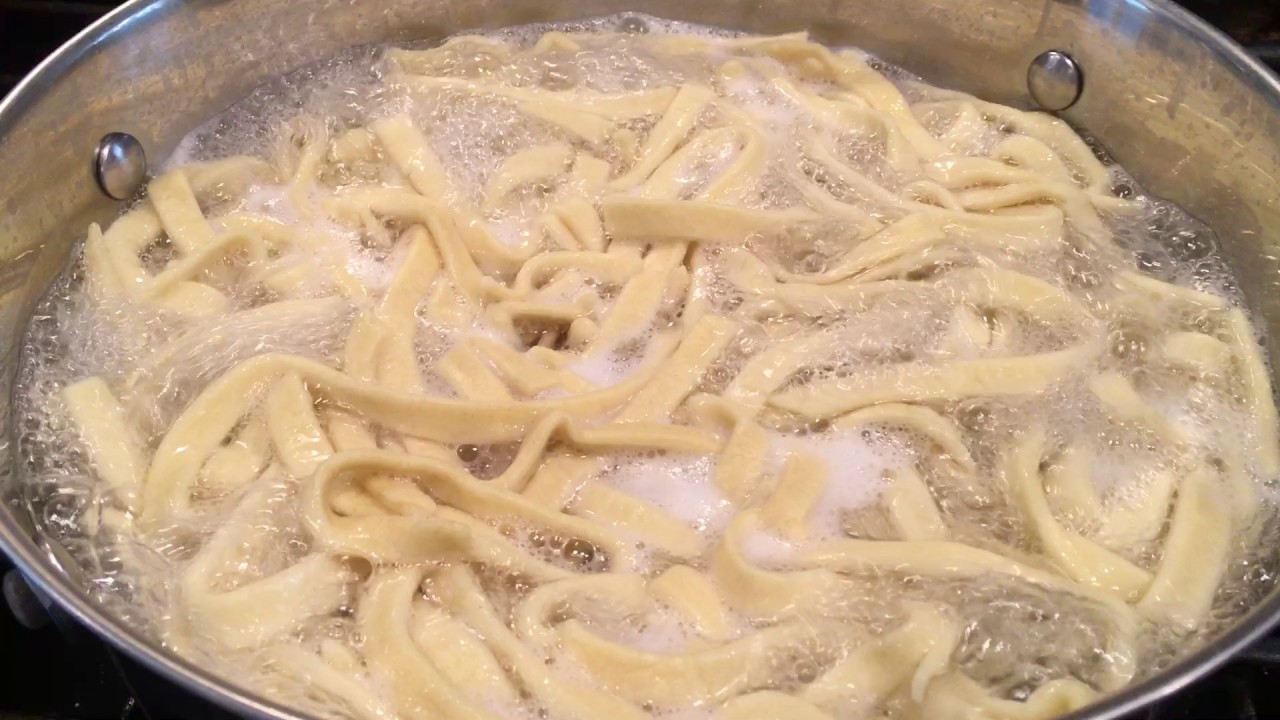 Homemade pasta cooking on the stove and almost ready to eat! YouTube