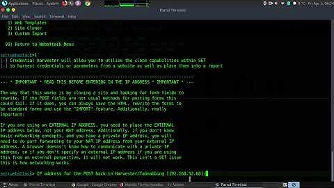 Social Engineering Toolkit(SET): Parrot OS