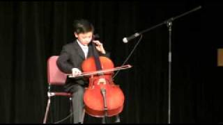 Tommy, a 9 years old boy, played Bach Prelude suite 1 by cello