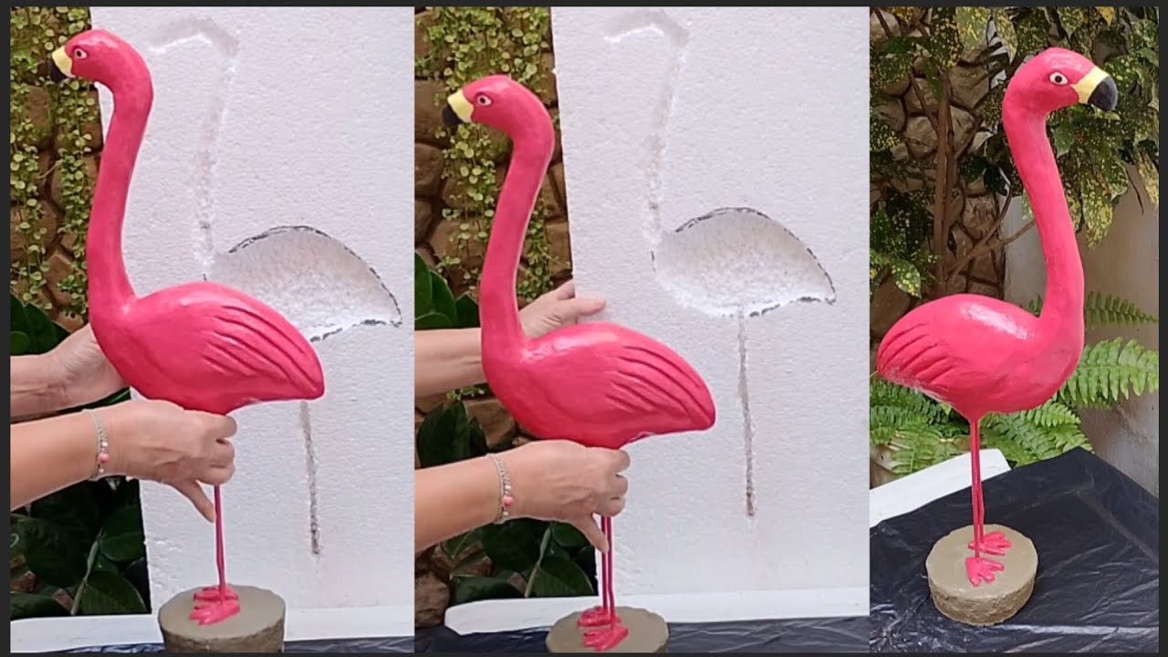  Flamingo com fôrma caseira que eu mesma fiz / Flamingo de cimento 