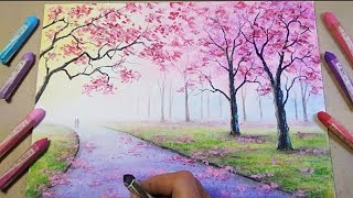 EASY OIL PASTEL DRAWING SCENARY LANDSCAPE | Menggambar Dengan Crayon screenshot 4