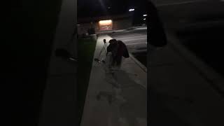 Girl pushes shopping cart and ends up inside the cart