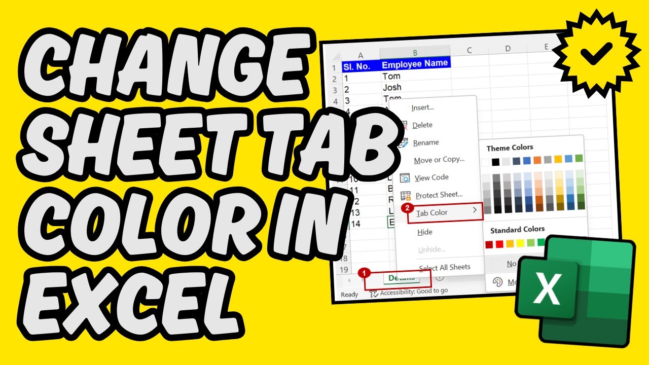 [Easy Guide] Change Sheet Tab Color in Excel - YouTube