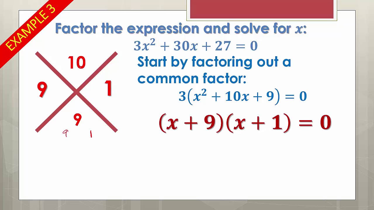 solving quadratic equations factoring assignment