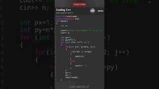 Best C++ pattern program tutorial video || 💯🧠 #codewriter07 #coding #youtubeshorts #programming