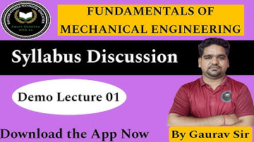 Fundamentals of Mechanical Engineering | Demo Lecture 1 || Syllabus Discussion || FME By Gaurav Sir