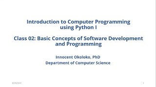 02 Intro Programming with Python PT 1 - Basic Concepts of Software Development
