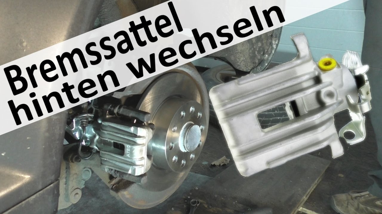 Bremsscheiben hinten mit den Bremssattel und die Bremsbeläge im